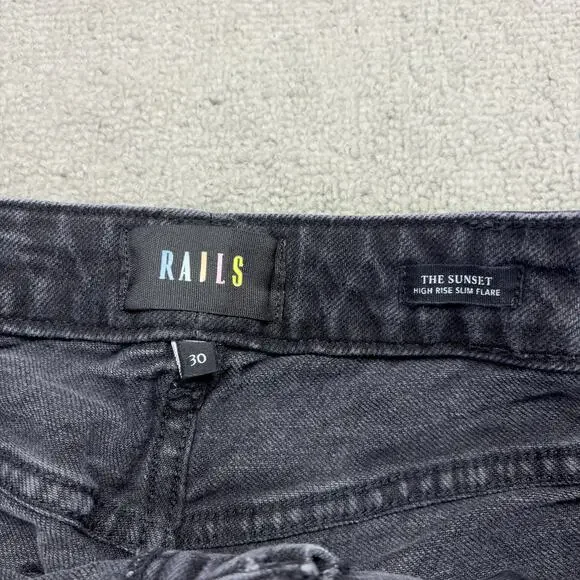 Rails Flare Jeans Women's 30 Black Denim The Sunset High Rise Slim Stretch - Picture 3 of 9